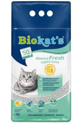 Biokats Bianco Fresh Topaklanan Hijyen Kontrollü Kedi Kumu 10lt - BIOKATS