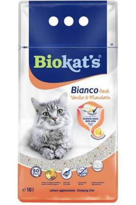 Biokats Bianco Fresh Topaklanan Mandalina ve Vanilya Aromalı Kedi Kumu 10Lt - BIOKATS