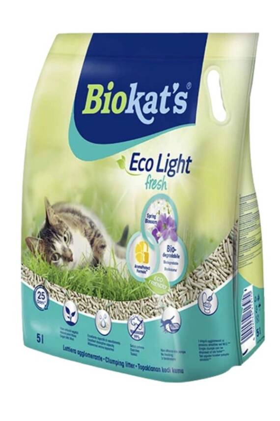 Biokats Eco Light Fresh Spring Blossom Bahar Çiçeği Kokulu Pelet Kedi Kumu 5lt - 1