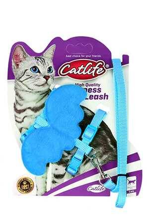 Catlife Kediler İçin Kelebekli Göğüs Tasması+Gezdirme Kayışı 1cm - 1
