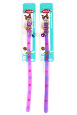 Catlife Pati Desenli Silikon Boyun Tasması Zilli Mix Color - Catlife 