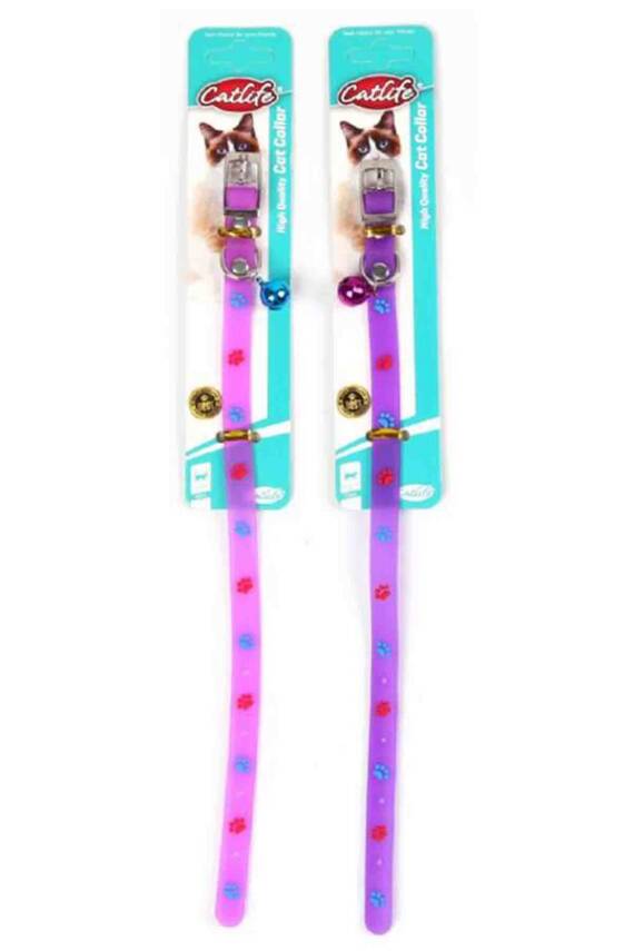 Catlife Pati Desenli Silikon Boyun Tasması Zilli Mix Color - 1
