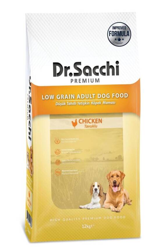 Dr.Sacchi Düşük Tahıllı Tavuklu Yetişkin Köpek Maması 12kg - 1
