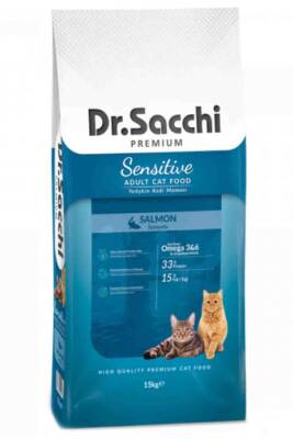 Dr.Sacchi Somonlu Hassas Yetişkin Kedi Maması 15kg - DR.SACCHI