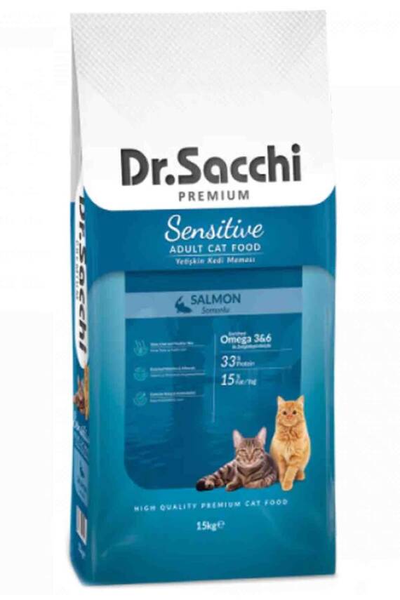 Dr.Sacchi Somonlu Hassas Yetişkin Kedi Maması 15kg - 1