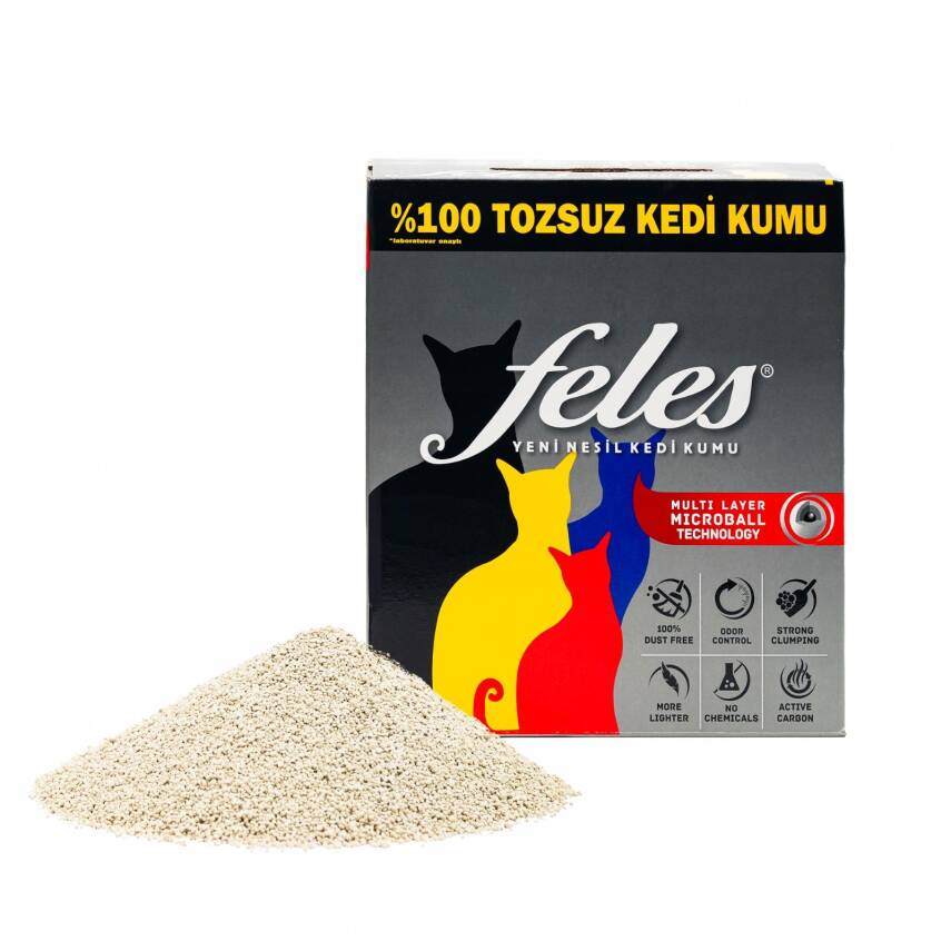 Feles Ultra Light Karbonlu Topaklanan Kedi Kumu 8 lt - 1
