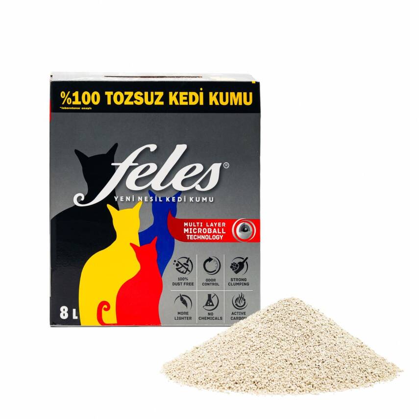 Feles Ultra Light Karbonlu Topaklanan Kedi Kumu 8 lt - 2