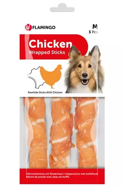 Flamingo Chicken Wrap Çubuk 17cm Köpek Ödül Maması 3lü 155gr - 1