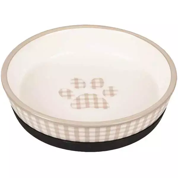 Flamingo Mylo Kaymaz Tabanlı Seramik Kedi Mama Su Kabı 220ml Bej - 1