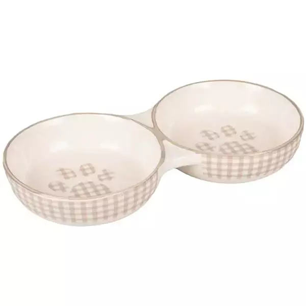 Flamingo Mylo Seramik Kedi Mama Su Kabı Seti (2li) 145 ml Bej - 1