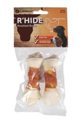 Flamingo Tavuk Parçacıklı Düğümlü Deri Köpek Ödül Kemiği 70gr - Flamingo 