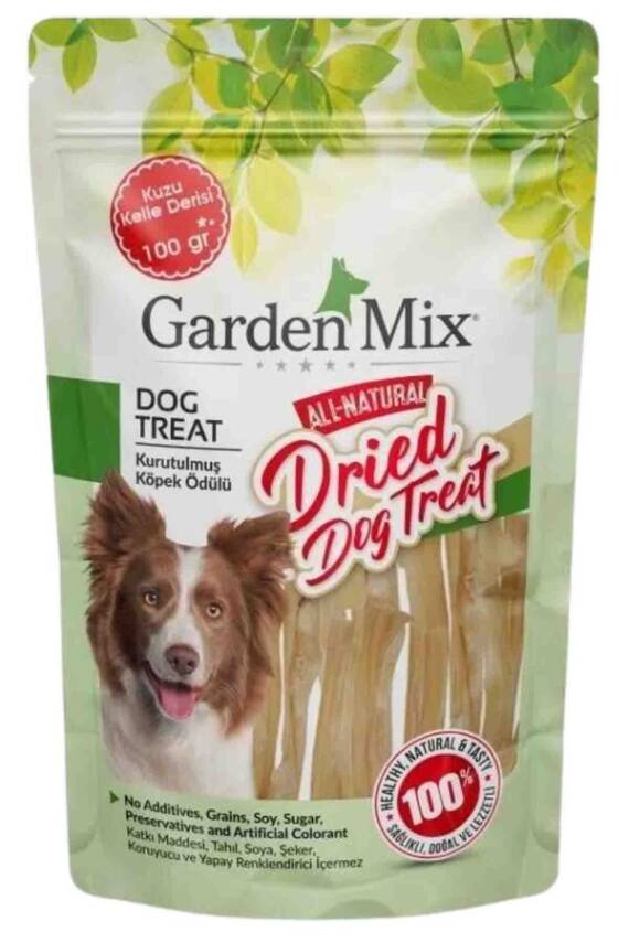 Garden Mix Kurutulmuş Kuzu Kelle Derisi Köpek Ödülü 100gr - 1
