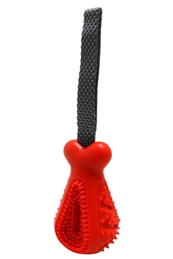 Gimdog Kemik Şeklinde Çekiştirmeli Köpek Ödül Oyuncağı Kırmızı - 1