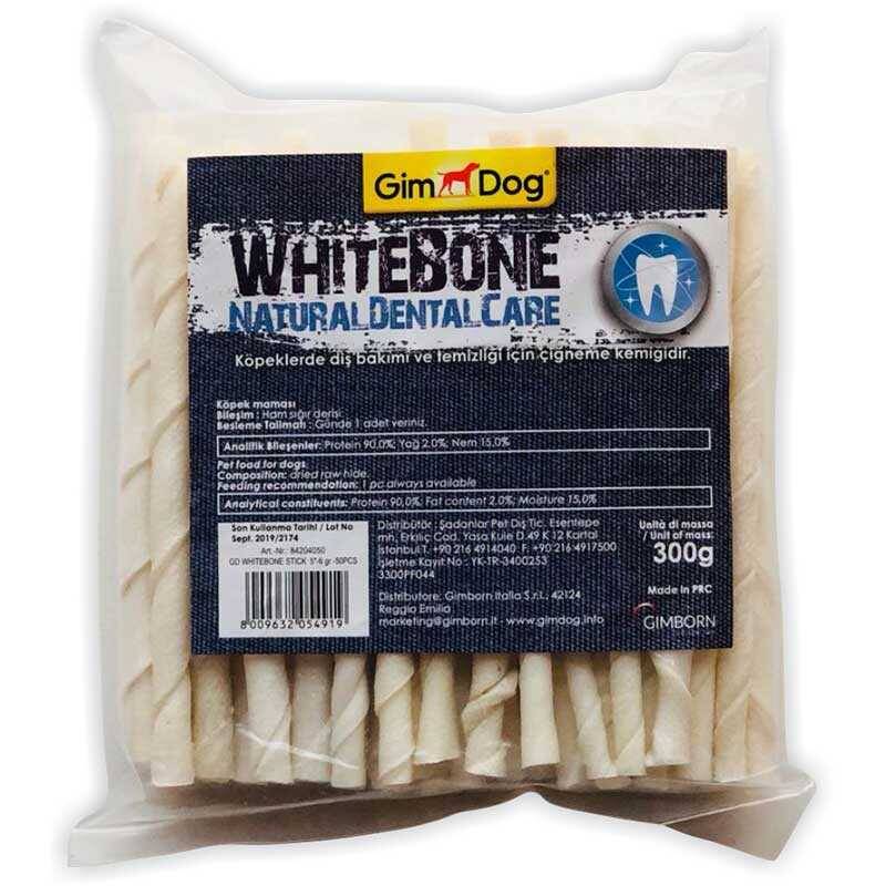 GimDog Mordimi Burgu Çubuk Köpek Ödülü (50li) 12cm 6gr Beyaz - 1