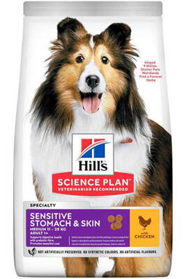 Hills Hassas Mide ve Derili Orta Irk Yetişkin Köpekler için Tavuklu Köpek Maması 2,5kg - Hills