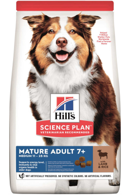 Hills Mature Adult 7+ Kuzu Etli Orta Irk Yaşlı Köpek Maması 14kg - Hills