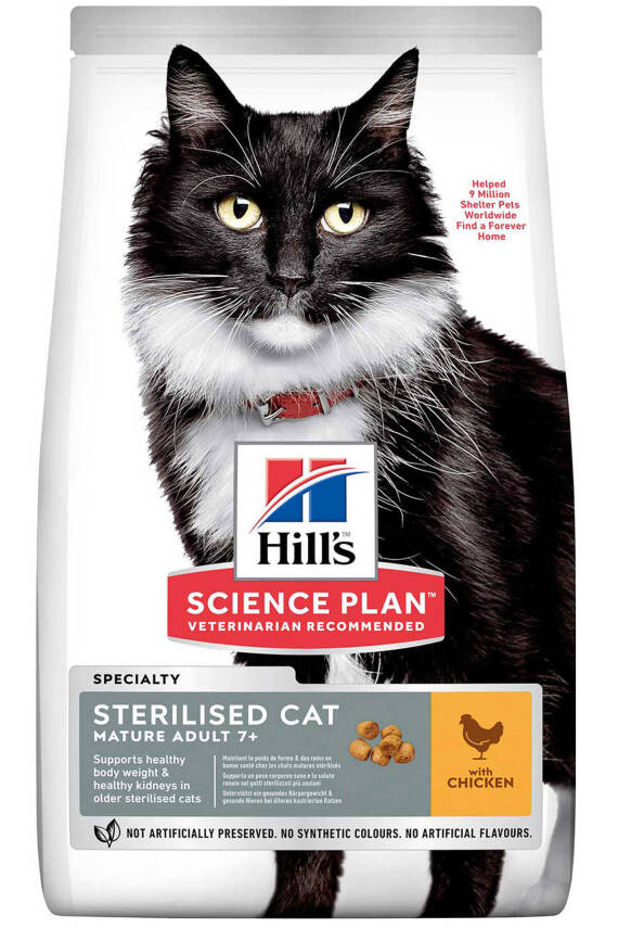 Hills Mature Adult 7+ Tavuklu Kısırlaştırılmış Yaşlı Kedi Maması 1,5kg - 1