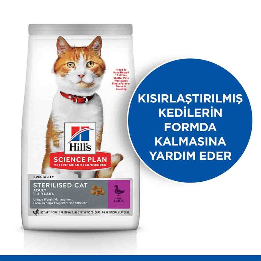 Hills Ördek Etli Kısırlaştırılmış Kedi Maması 1,5kg - 2
