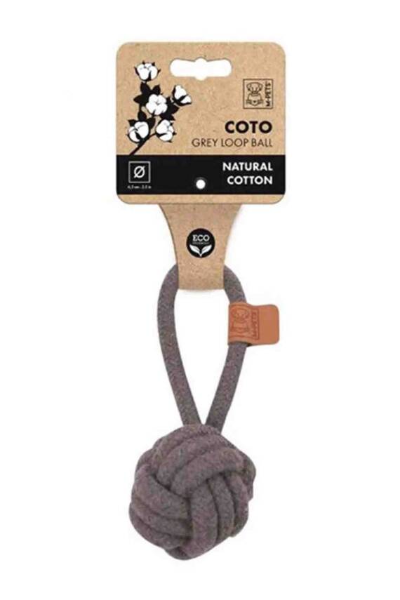 M-Pets Coto Çekmeli Örgü Top Oyuncak Gri 6,5cm - 1