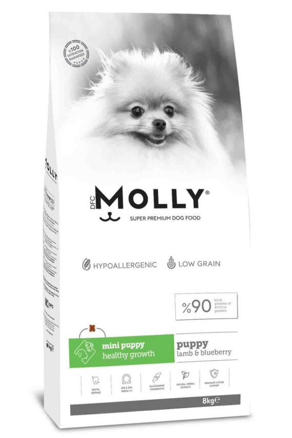 Molly Kuzulu ve Yabanmersinli Mini Irk Yavru Köpek Maması 8kg - 1