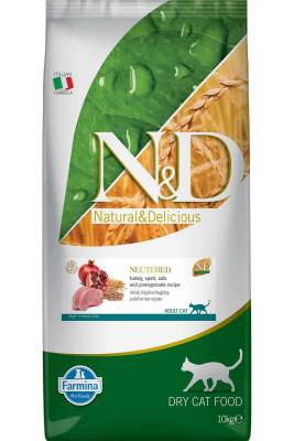ND Düşük Tahıllı Hindi Eti ve Narlı Kısırlaştırılmış Kedi Maması 10kg - N&D