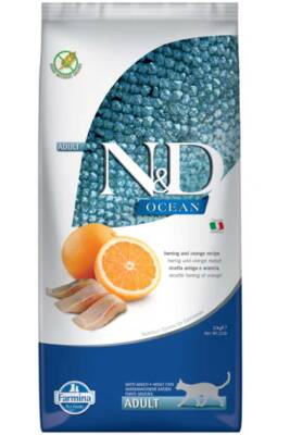 ND Ocean Tahılsız Balıklı ve Portakallı Yetişkin Kedi Maması 10kg - N&D
