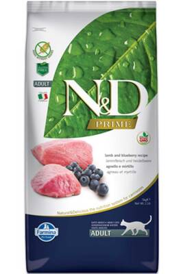 ND Prime Tahılsız Kuzu Eti ve Yaban Mersinli Yetişkin Kedi Maması 10kg - N&D