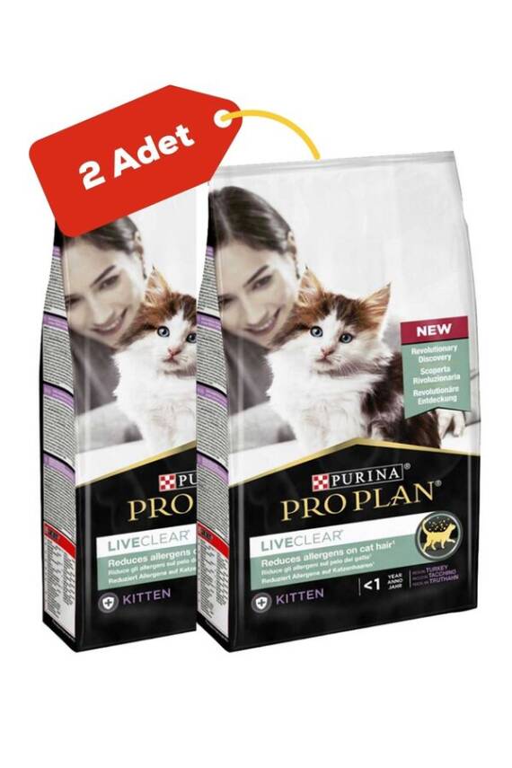 Pro Plan LiveClear Alerjen Azaltan Hindili Yavru Kedi Maması 2'li Paket (1,4kg+1,4kg) - 1
