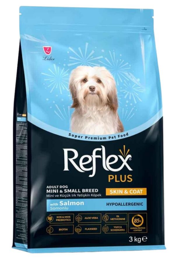 Reflex Plus Hipoalerjenik Deri ve Tüy Sağlığı için Somonlu Küçük Irk Yetişkin Köpek Maması 3kg - 1