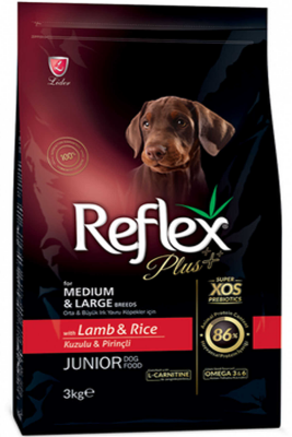 Reflex Plus Kuzu Eti ve Pirinçli Orta ve Büyük Irk Yavru Köpek Maması 3kg - Reflex