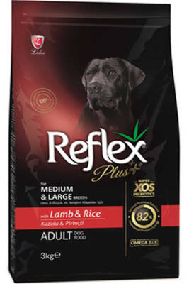 Reflex Plus Kuzu Eti ve Pirinçli Orta ve Büyük Irk Yetişkin Köpek Maması 3kg - Reflex