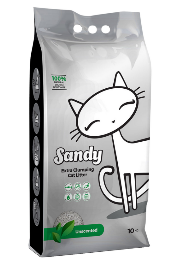 Sandy Parfümsüz Ekstra Topaklanan Sodyum Bentonit Kedi Kumu 10kg - 1