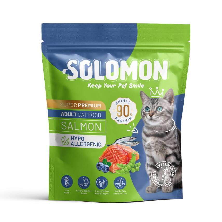 Solomon Yetişkin Somon'lu Süper Premium Kedi Maması 1,5 kg - Hipoalerjenik - Düşük Tahıllı - 1